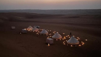 Glamping by night in desert