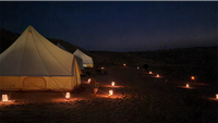 Glamping by night in desert